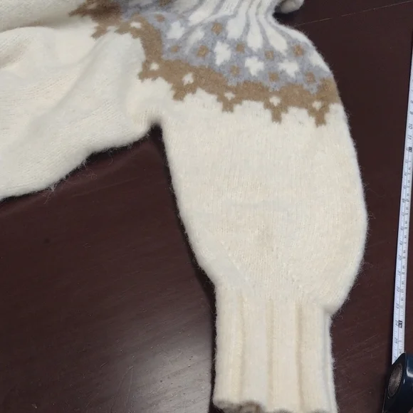 NEWBanana Republic51% Alpaca Cream Turtleneck Bosque Oversized Fair Isle Sweater - Picture 10 of 13